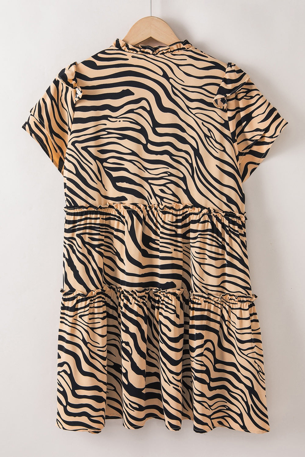 Preorder Ruffled Animal Print Tie Neck Mini Dress