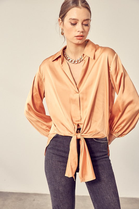 Fall For You Tie Front Top