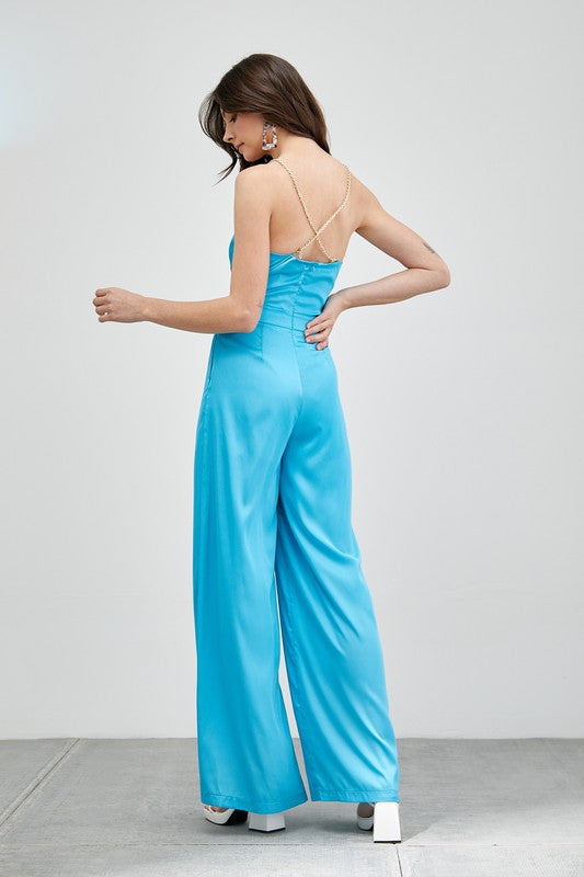 Elegant Affair Cowl Neck Trim Detail Jumpsuit