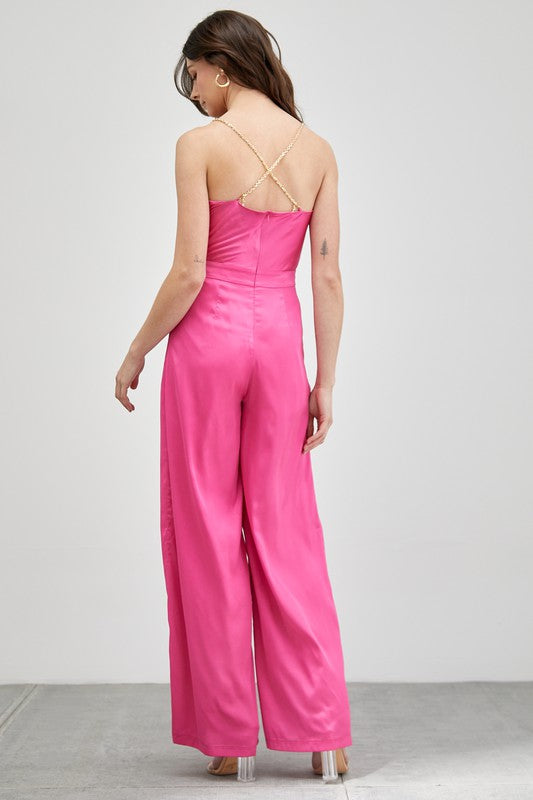 Elegant Affair Cowl Neck Trim Detail Jumpsuit