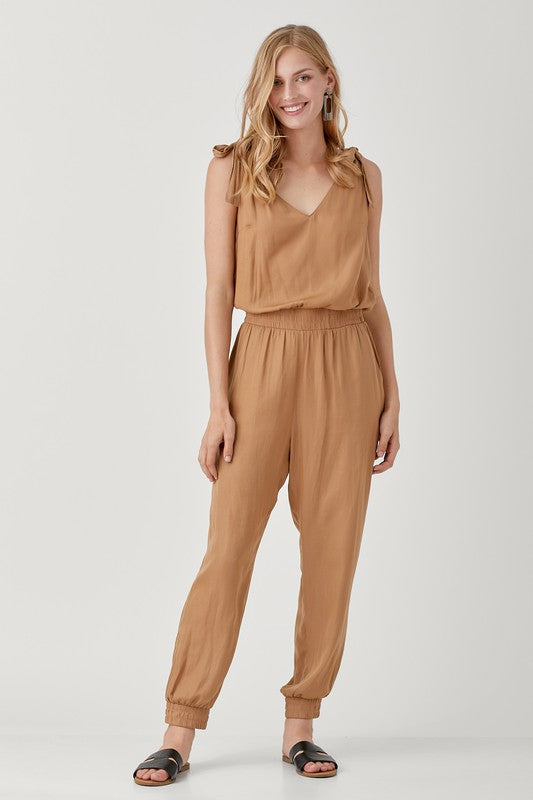 COURTNEY SMOCKED WAIST JOGGER JUMPSUIT