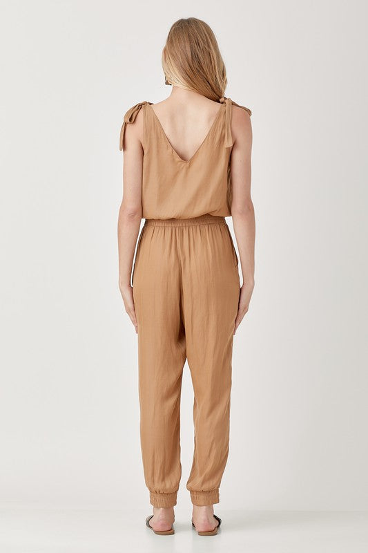 COURTNEY SMOCKED WAIST JOGGER JUMPSUIT