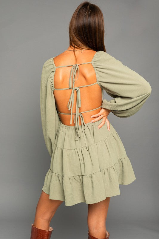 Maribel Long Sleeve Open Back Dress