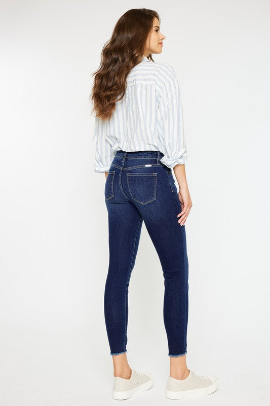 MID RISE ANKLE SKINNY JEANS-KC20009D