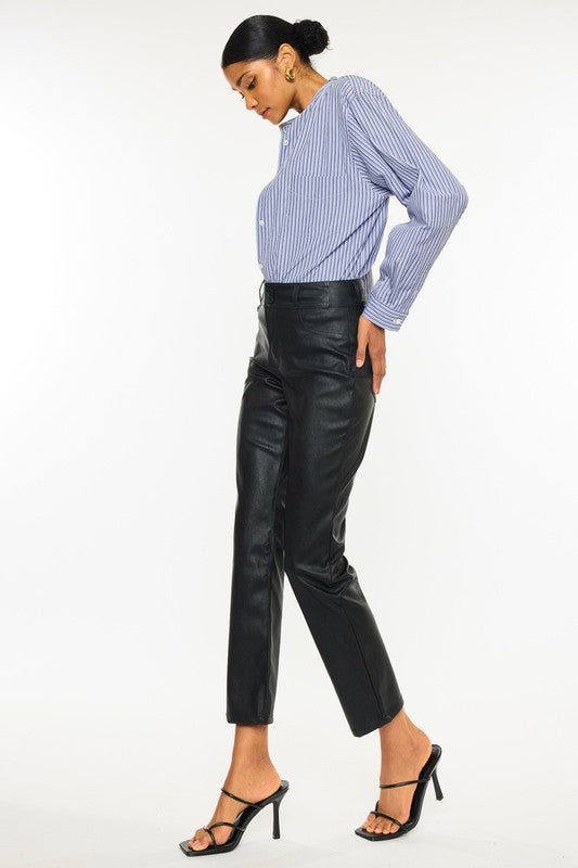 LEATHER HIGH RISE SKINNY STRAIGHT-KC2075BK