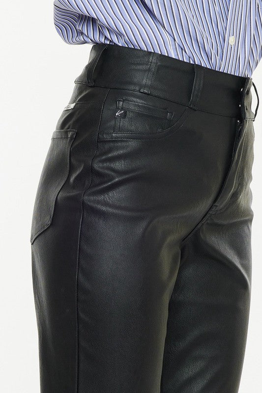 LEATHER HIGH RISE SKINNY STRAIGHT-KC2075BK