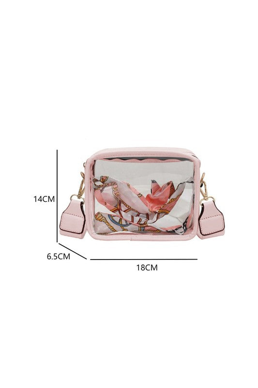 Clear Leather Strap Crossbody Bag