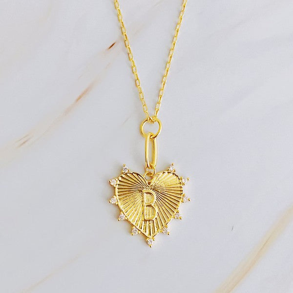 Clip Hanging Initial Heart Necklace