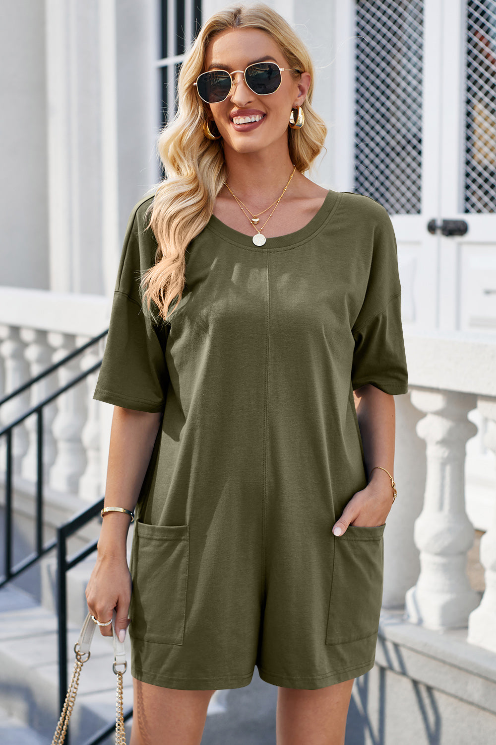 Preorder Backless Round Neck Half Sleeve Romper