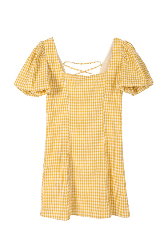 Walk in the park cross back strap dress - gingham