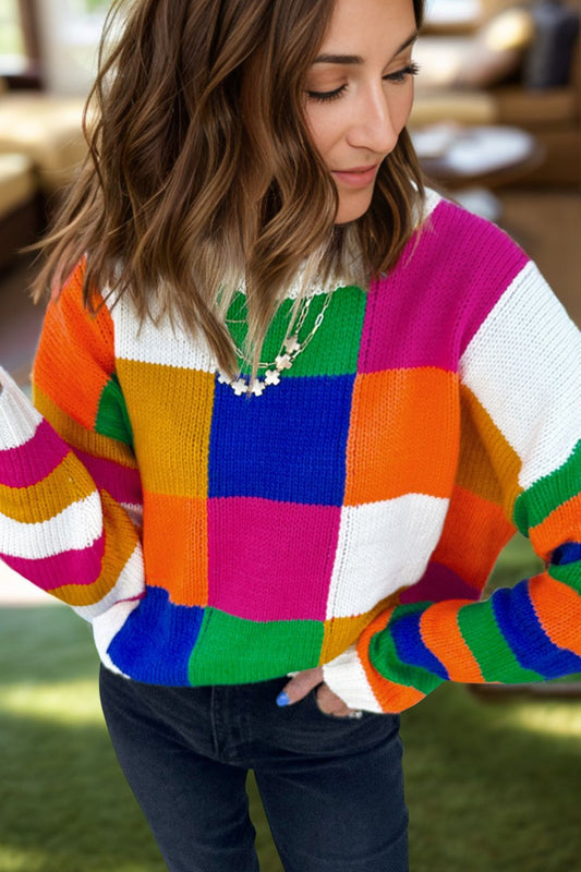 Preorder Color Block Long Sleeve Sweater