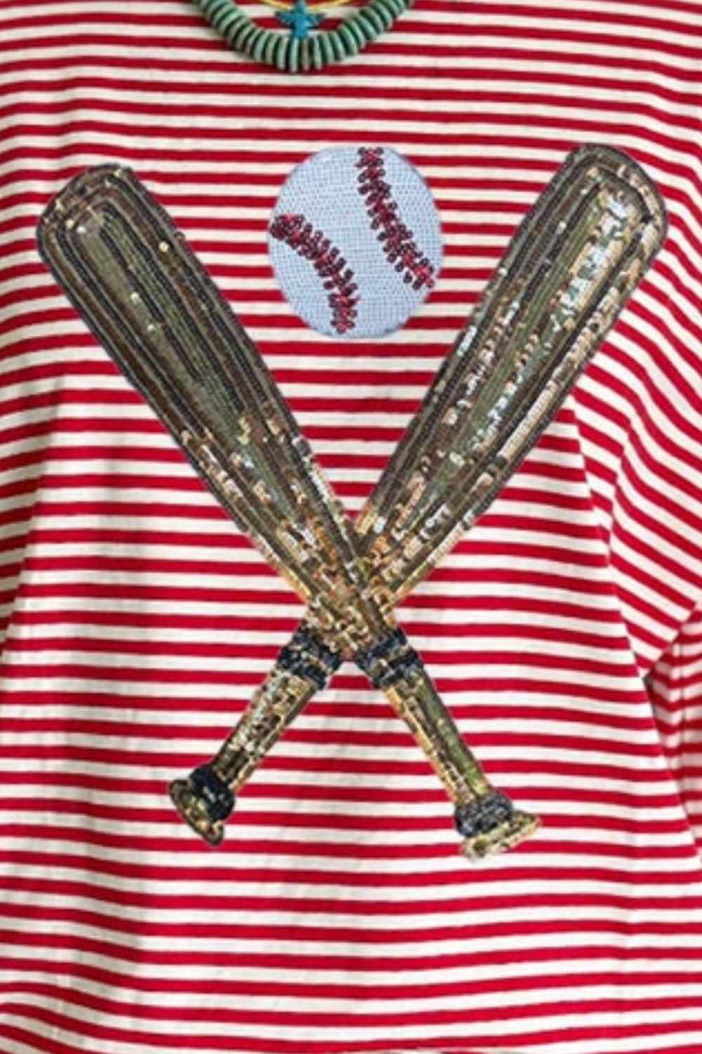 Preorder Full Size Baseball & Stripes Round Neck Half Sleeve T-Shirt