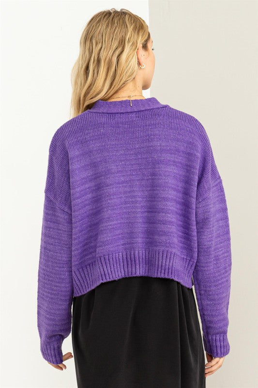 Good Mood Crop Shoulder Cropped Cardigan Sweater