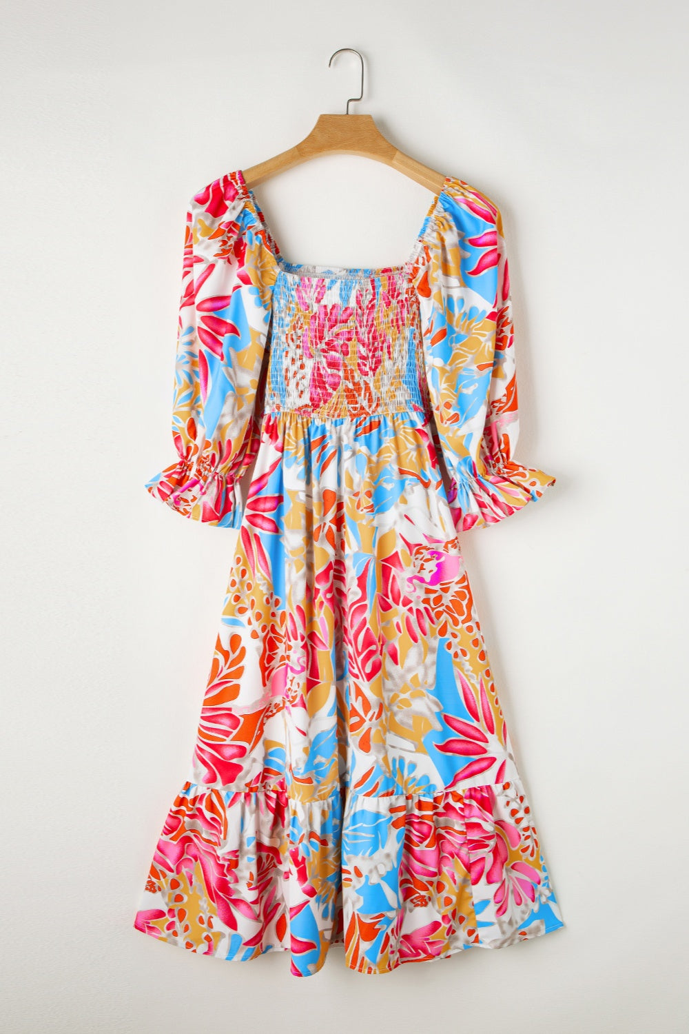 Preorder Smocked Printed Half Sleeve Midi Dress