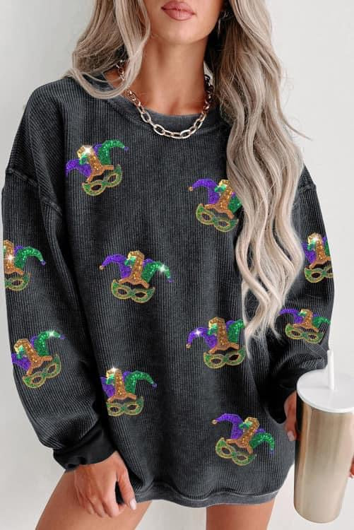 Corded Sweatshirt Sequin Mask