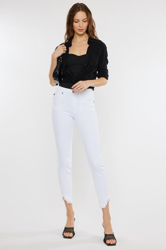 High Rise Hem Detail Ankle Skinny Jeans