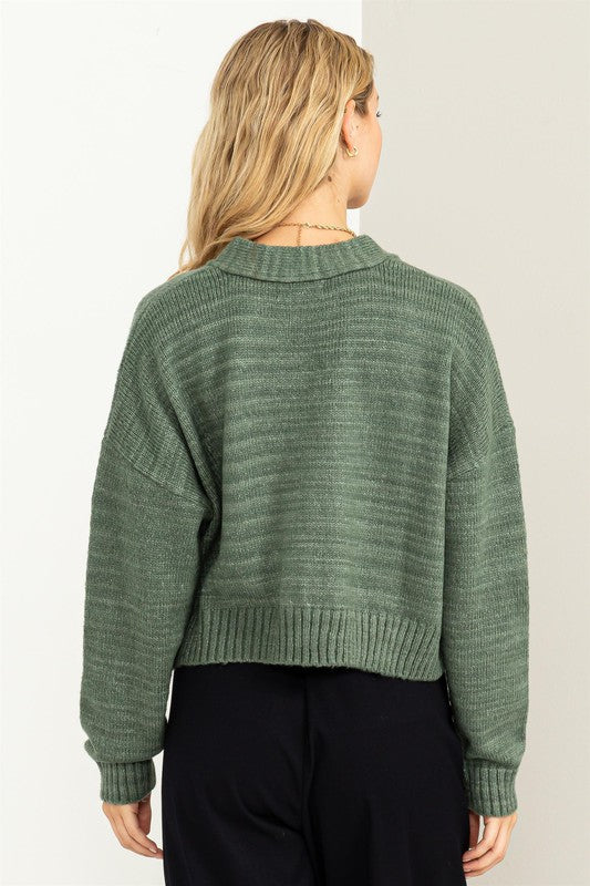 Good Mood Crop Shoulder Cropped Cardigan Sweater