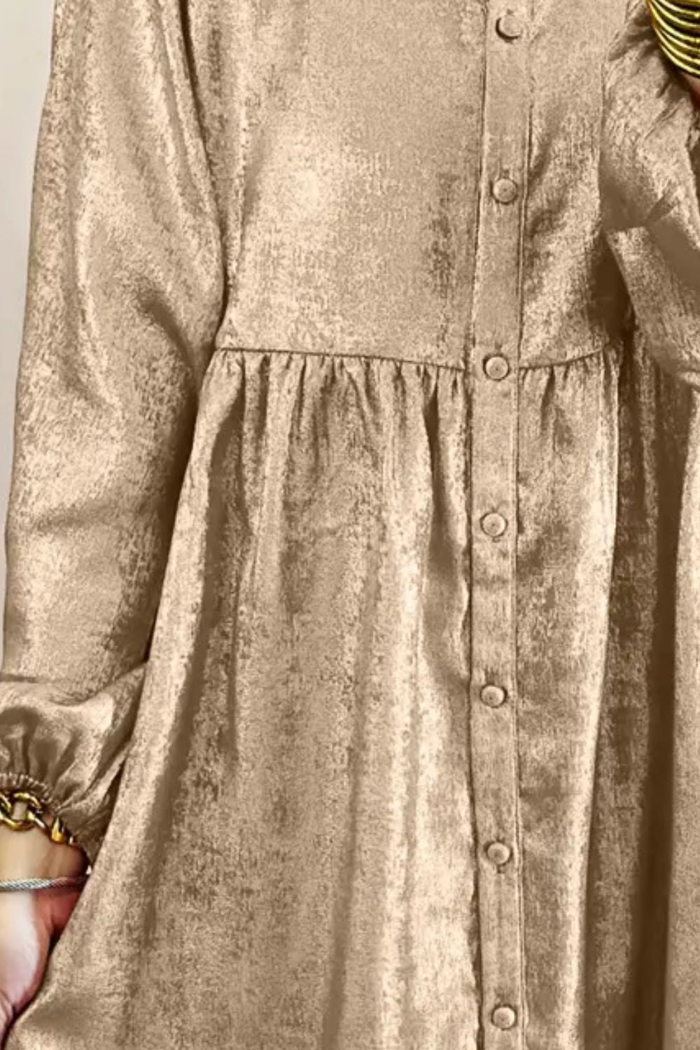 Preorder Metallic Sheen Long Sleeve Mini Dress