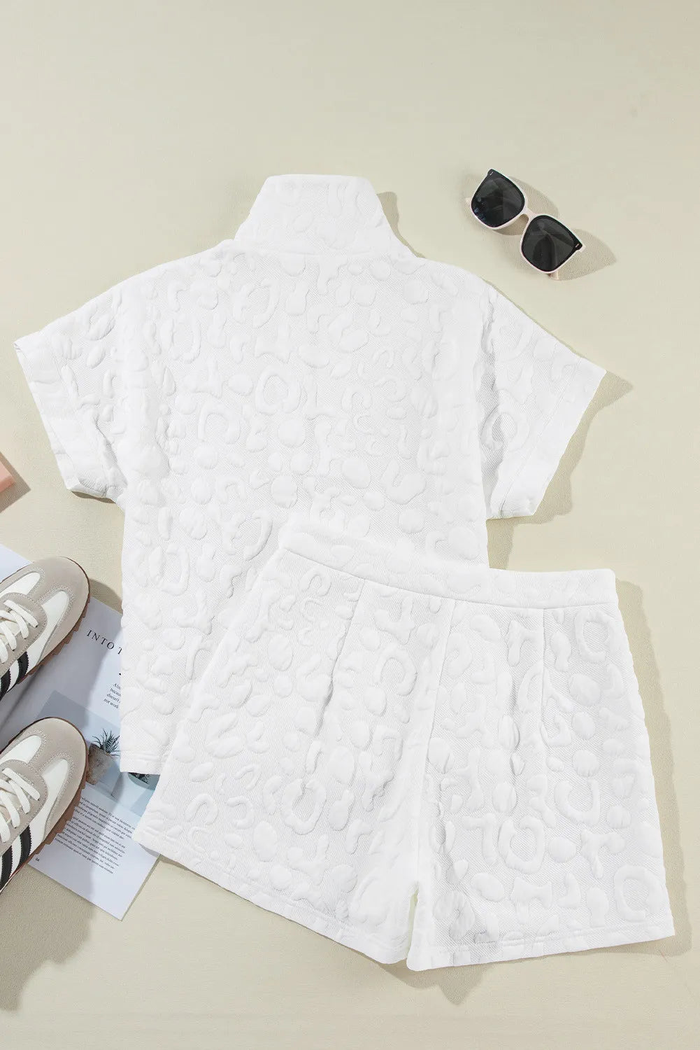 Preorder Half Zip Short Sleeve Top and Shorts Set