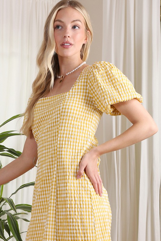 Walk in the park cross back strap dress - gingham