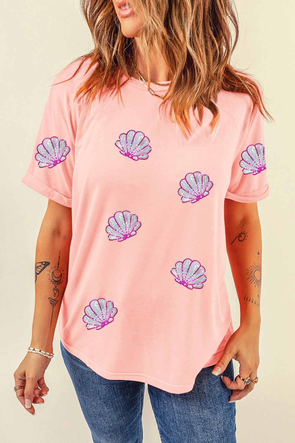 Preorder Shell Round Neck Short Sleeve T-Shirt