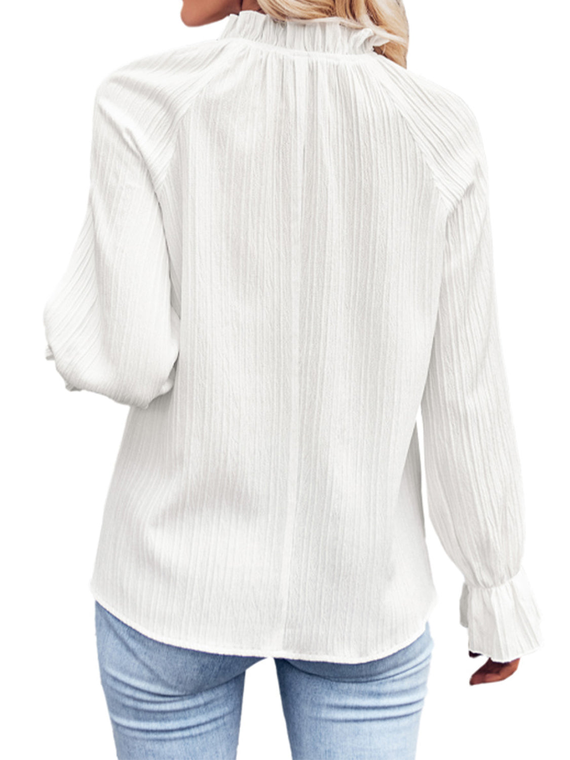 PREORDER Ribbed Flounce Sleeve Blouse