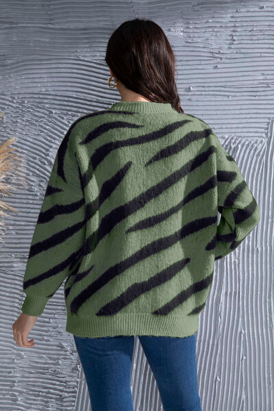 Preorder Animal Element Round Neck Dropped Shoulder Sweater