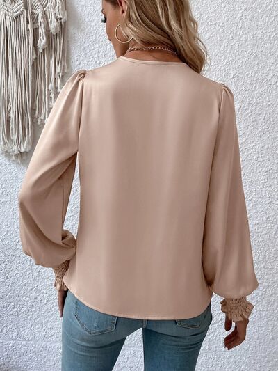 Preorder Surplice Smocked Lantern Sleeve Blouse