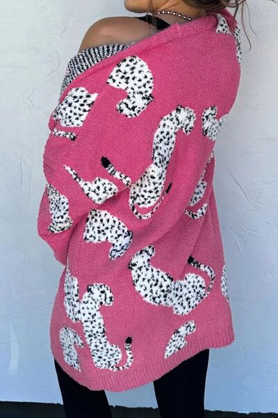 Preorder Animal Pattern Open Front Long Sleeve Cardigan