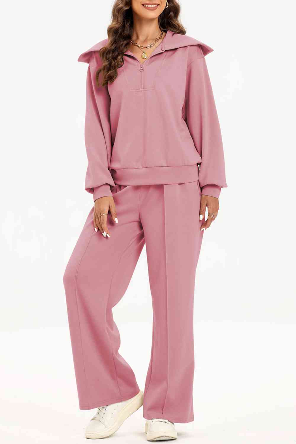 PREORDER Half Zip Collared Neck Sweatshirt and Pants Set