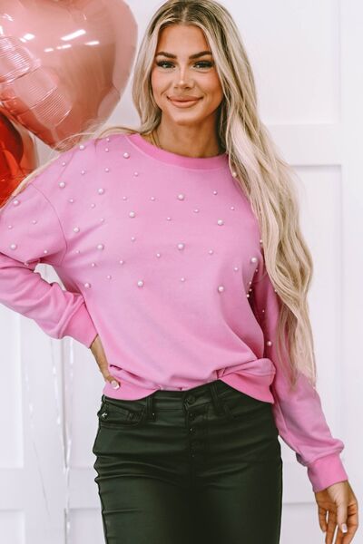 Preorder Pearl Round Neck Dropped Shoulder Sweatshirt