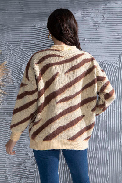 Preorder Animal Element Round Neck Dropped Shoulder Sweater