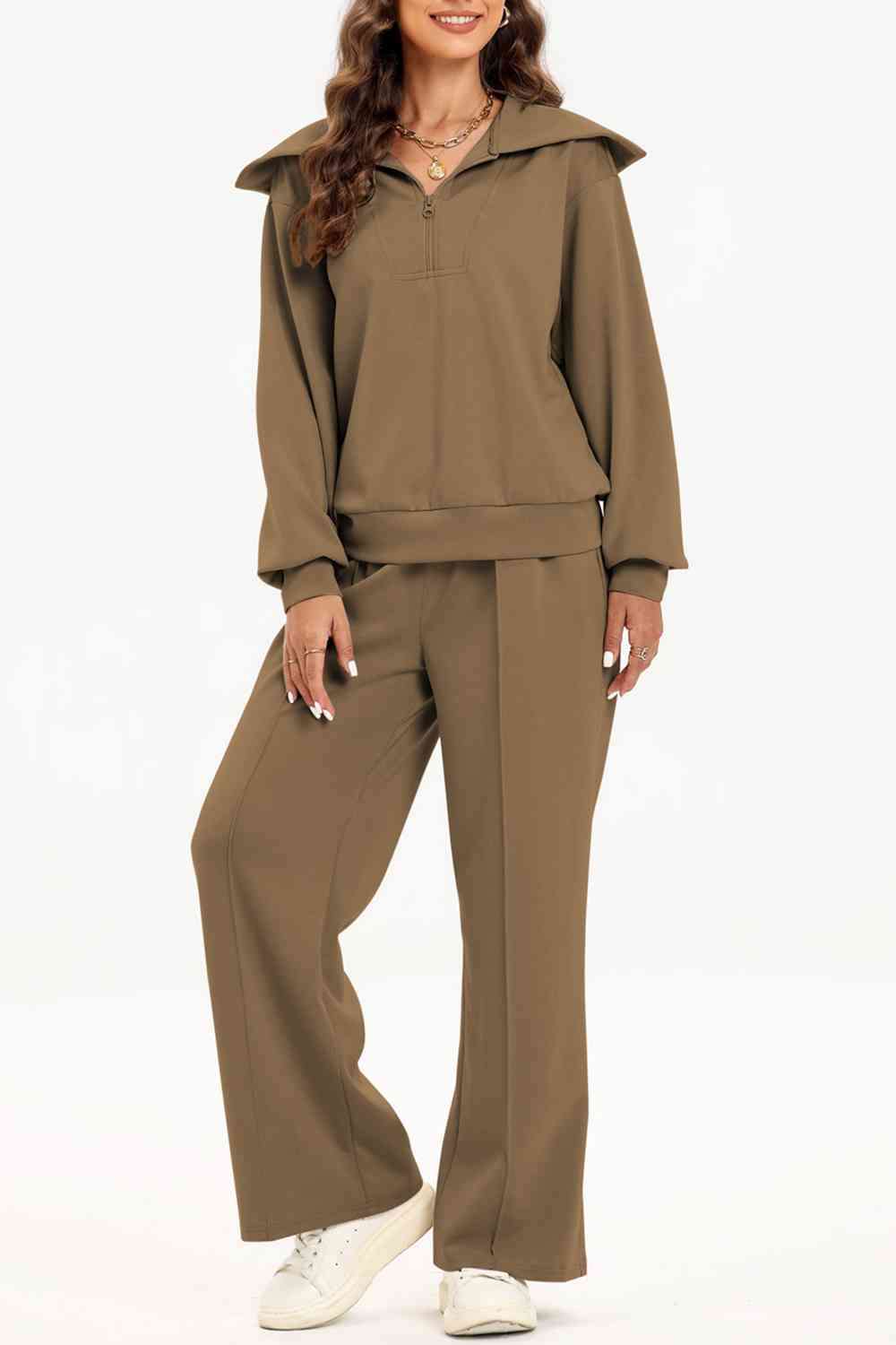 PREORDER Half Zip Collared Neck Sweatshirt and Pants Set