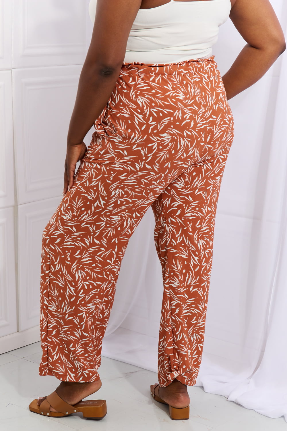 Geometric Printed Pants in Red Orange