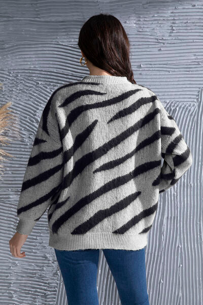 Preorder Animal Element Round Neck Dropped Shoulder Sweater