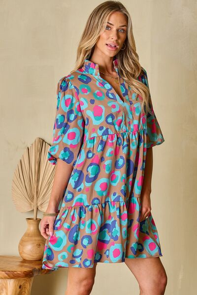 Preorder Notched Balloon Sleeve Mini Dress