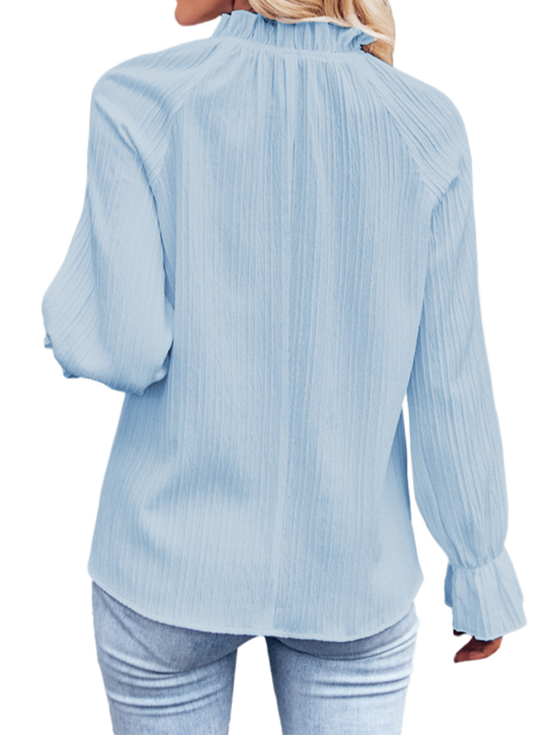 PREORDER Ribbed Flounce Sleeve Blouse