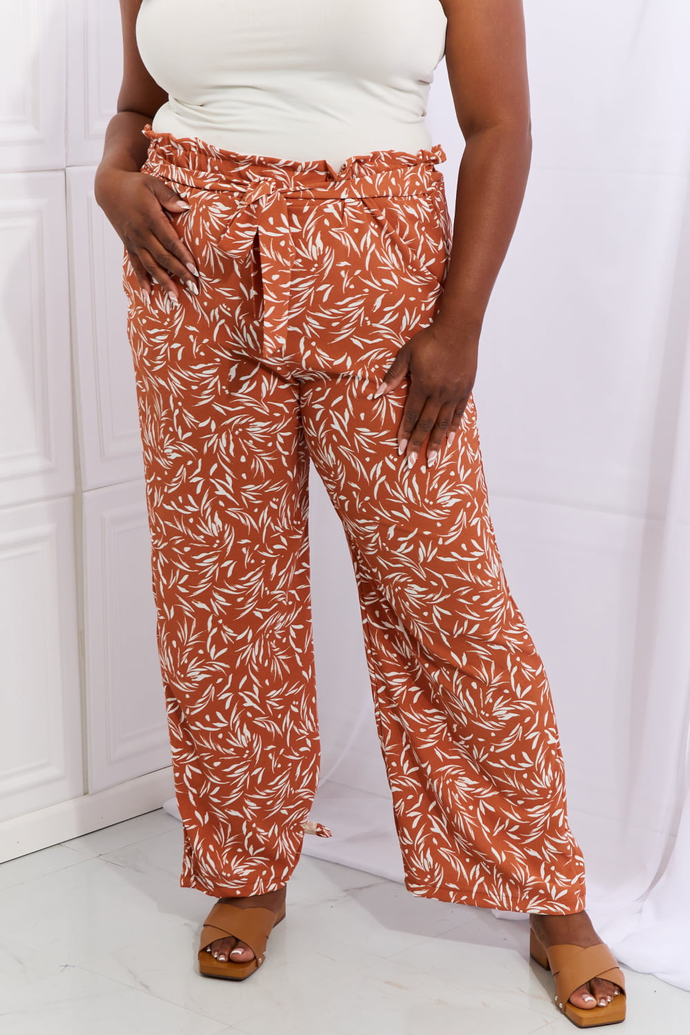 Geometric Printed Pants in Red Orange