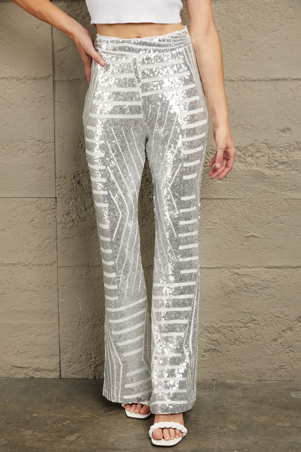 Preorder Sequin High Waist Flared Pants