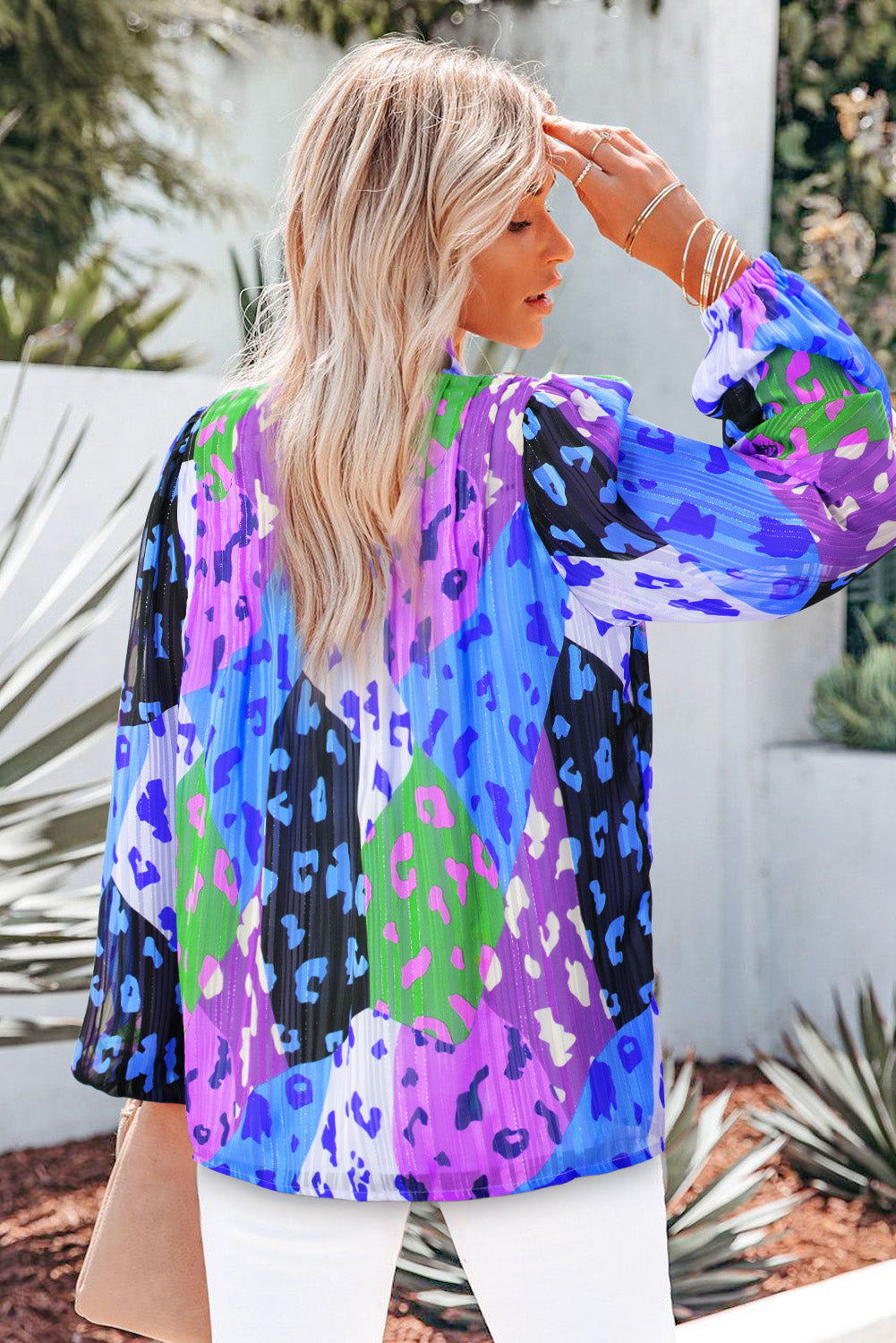 Preorder Printed Notched Long Sleeve Blouse