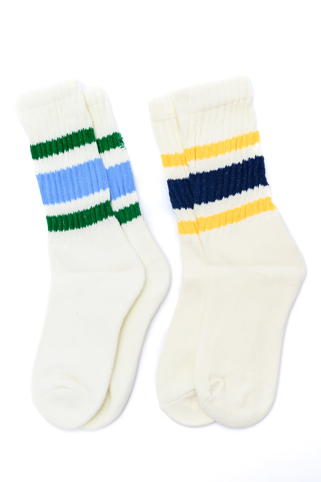 Scalloped Socks in Navy and Yellow