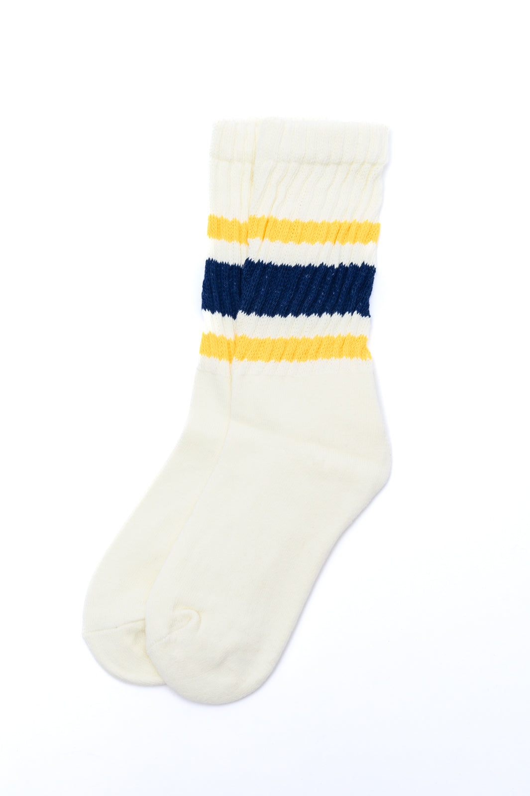 Scalloped Socks in Navy and Yellow