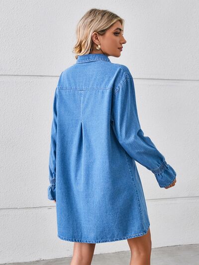 Preorder Pocketed Dropped Shoulder Mini Denim Dress