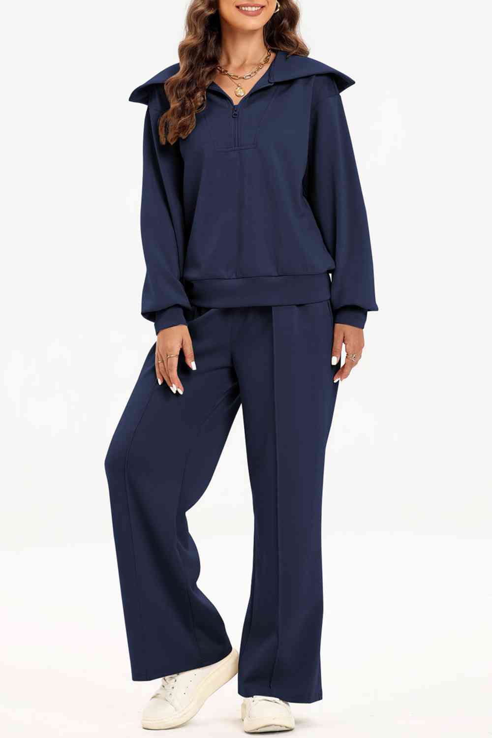 PREORDER Half Zip Collared Neck Sweatshirt and Pants Set