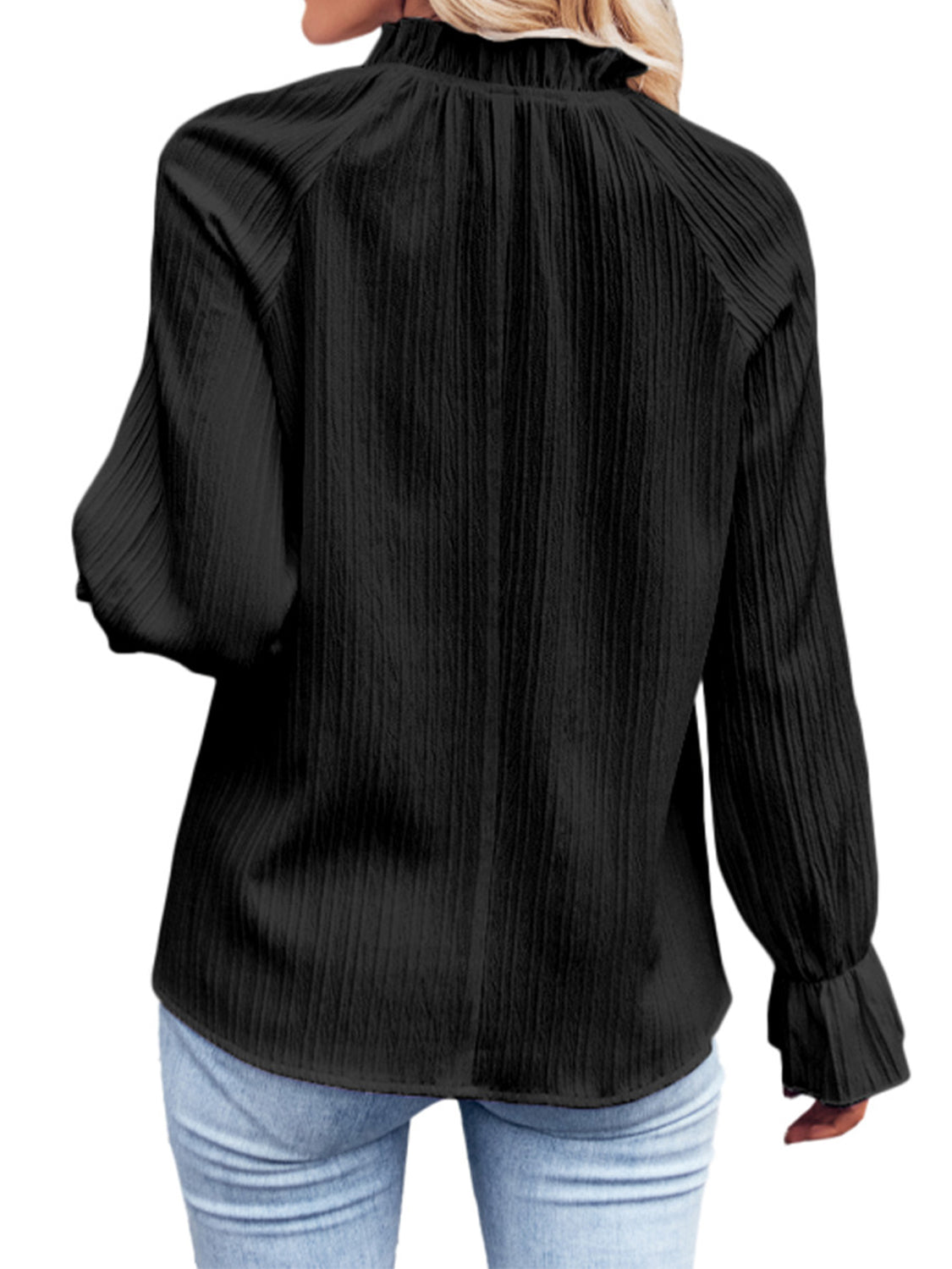 PREORDER Ribbed Flounce Sleeve Blouse