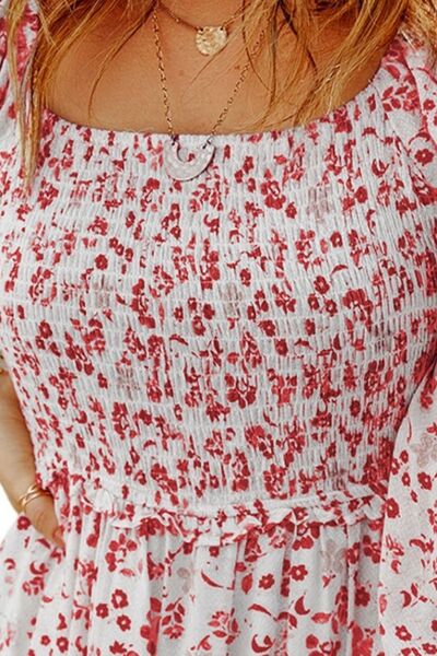 Preorder Smocked Floral Square Neck Balloon Sleeve Dress