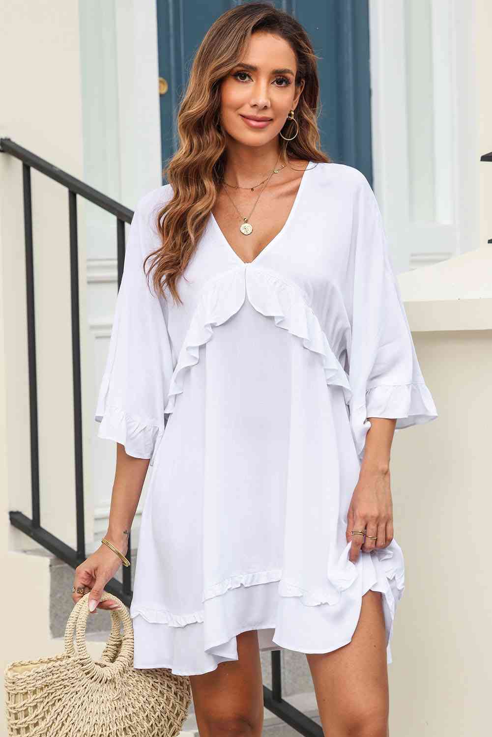 Preorder V-Neck Ruffled Mini Dress