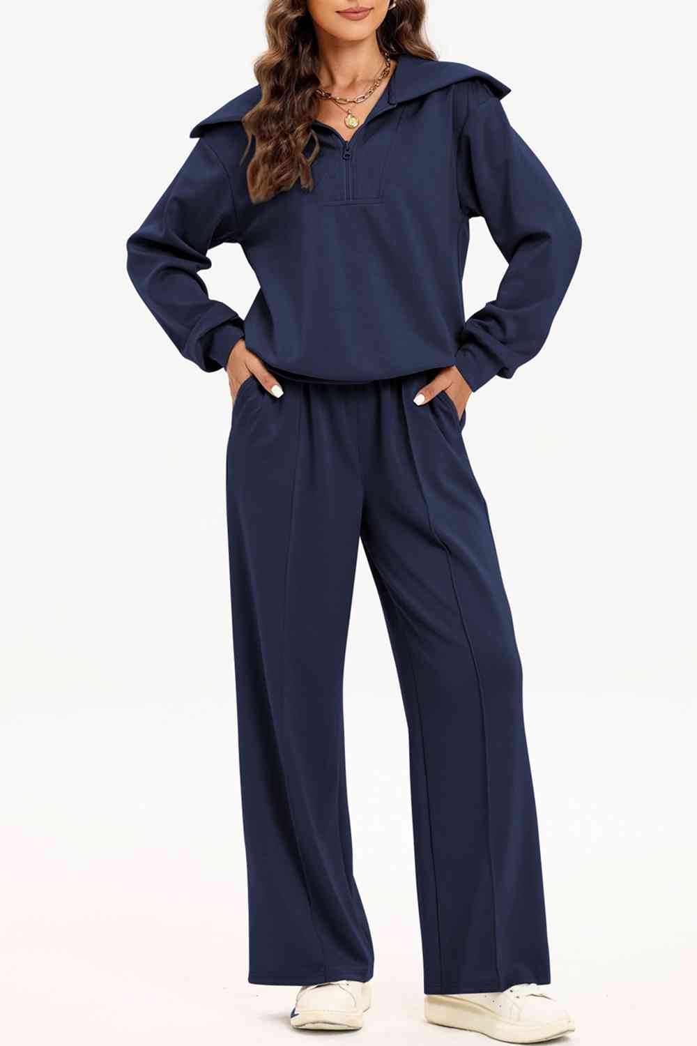 PREORDER Half Zip Collared Neck Sweatshirt and Pants Set