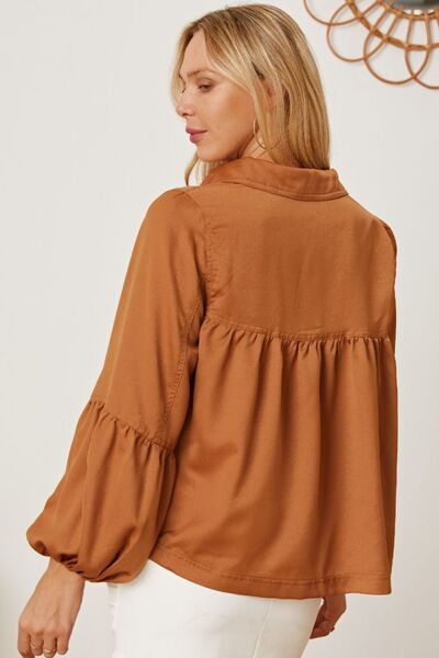 Preorder Balloon Sleeve Collared Neck Blouse