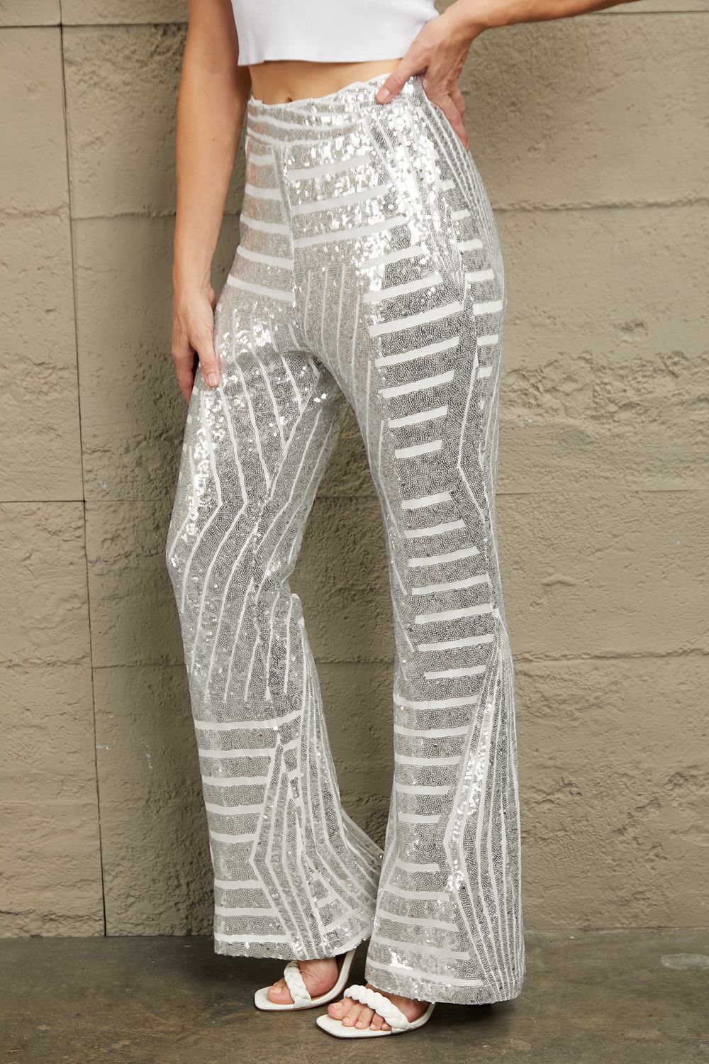 Preorder Sequin High Waist Flared Pants